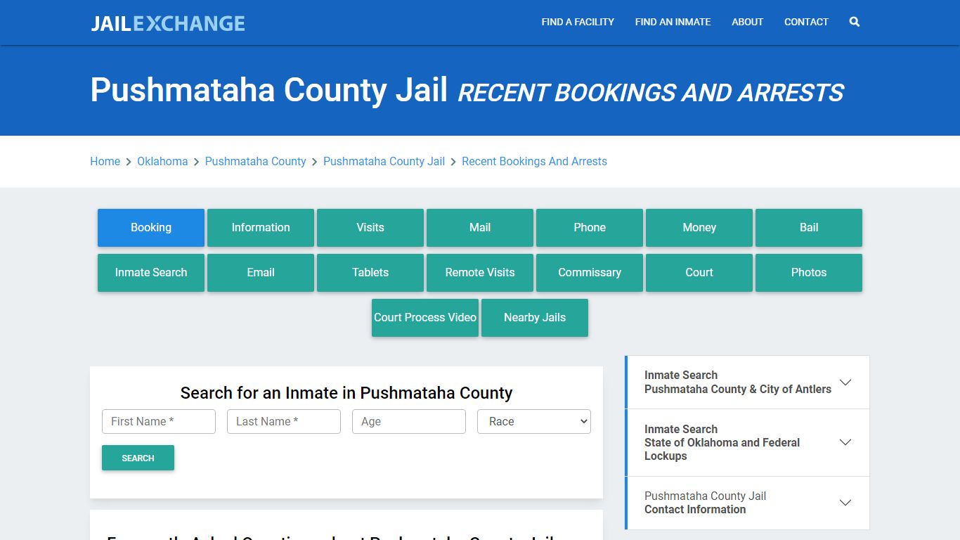 Pushmataha County Jail Recent Bookings And Arrests