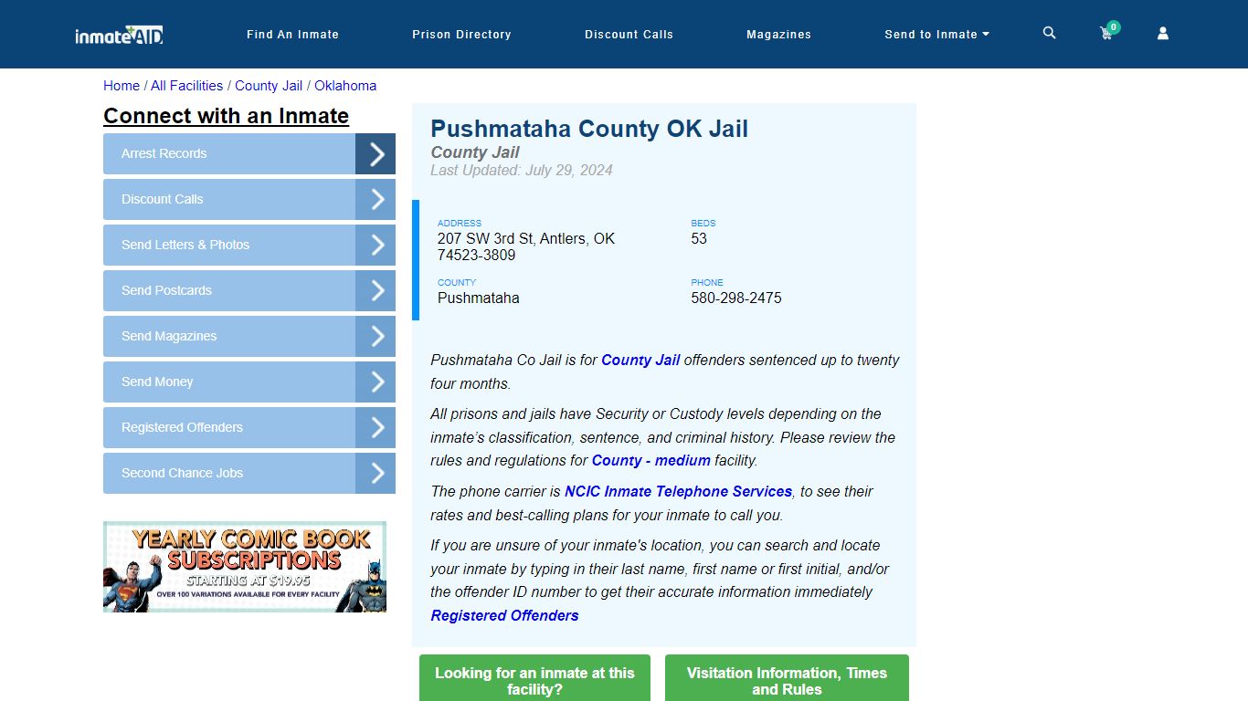 Pushmataha County OK Jail - Inmate Locator