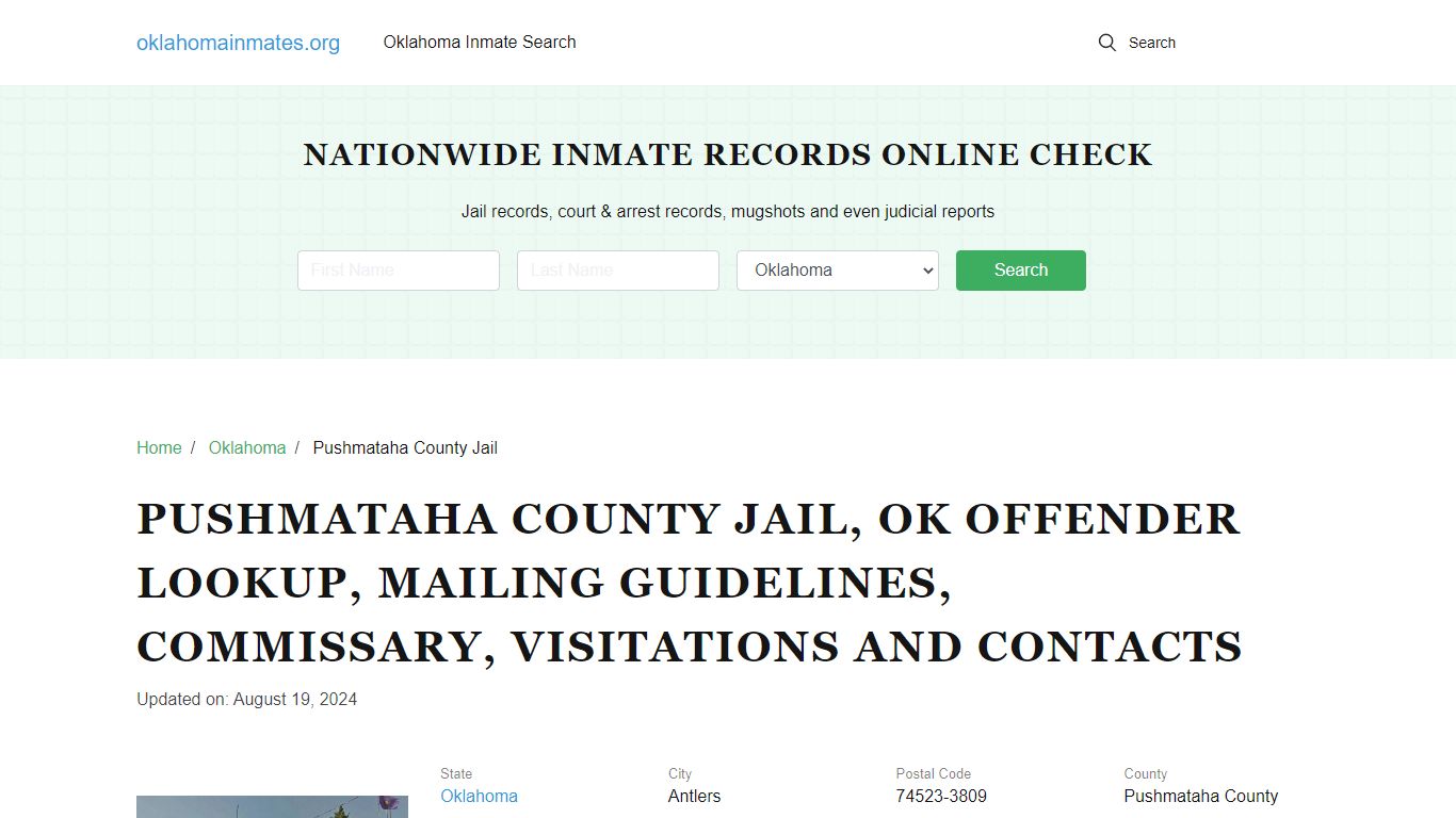 Pushmataha County Jail, OK: Inmate Search Options, Visitations, Contacts